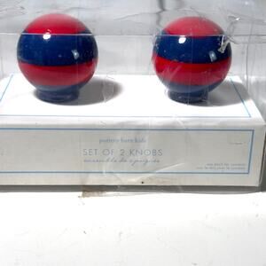 Pottery Barn Kids 2 Striped Red & Blue Knobs Nautical